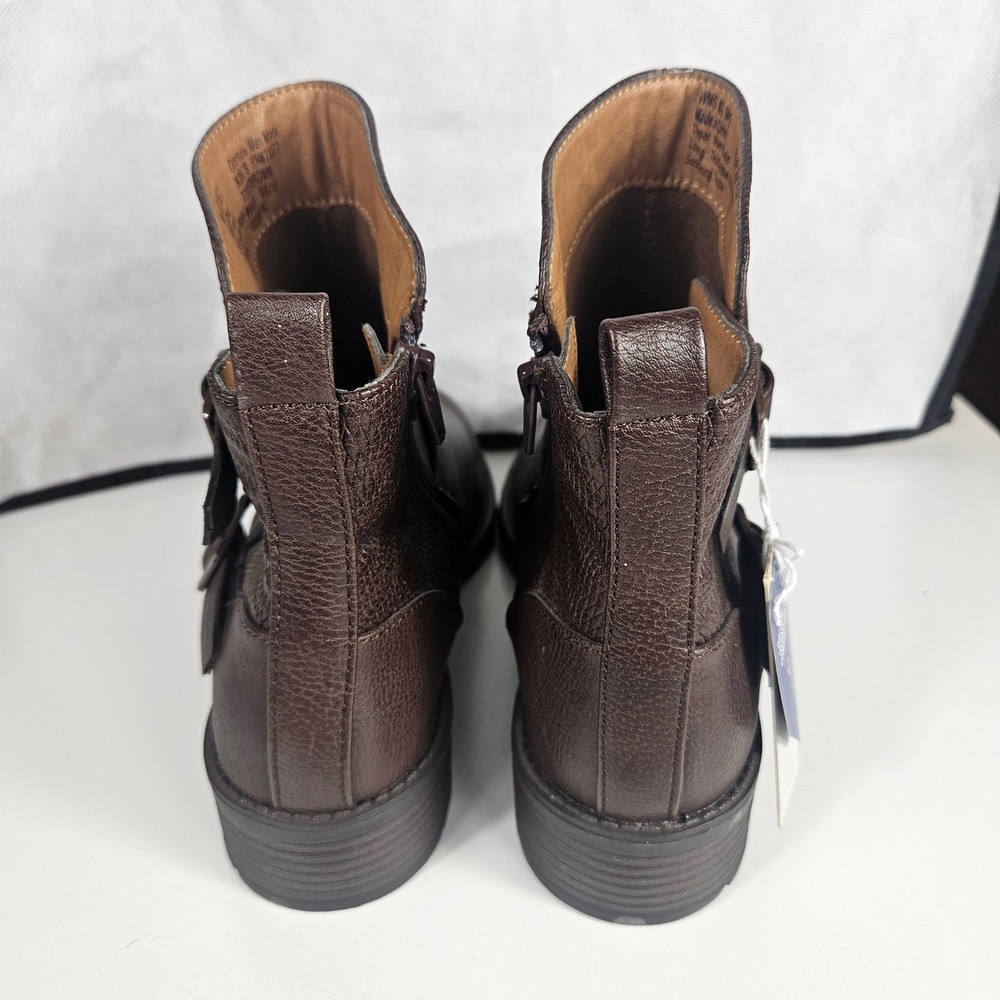Croft & Barrow Tower Brown Pebbled Buckle Ankle Boots Ortholite Lug Sole W 8.5M - Picture 4 of 6